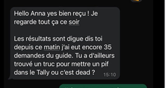 Les résultats sont dingues, depuis ce matin j'ai encore eu 35 demandes du guide