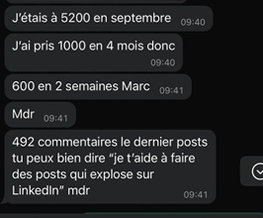 J'étais à 5200 en septembre, j'ai pris 1000 en 4 mois, 492 commentaires le dernier post