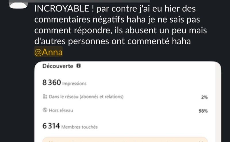 Incroyable, avec les statistiques du post