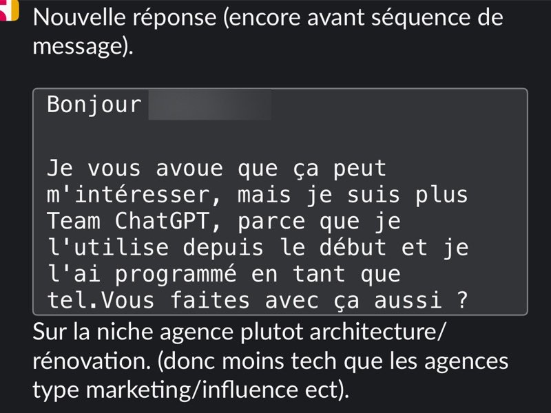Réponse positive d'un prospect après la refonte du ciblage, et un rendez-vous booké