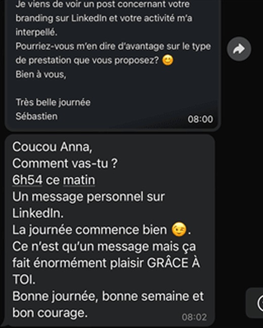Message d'un client de Profile Glow Up