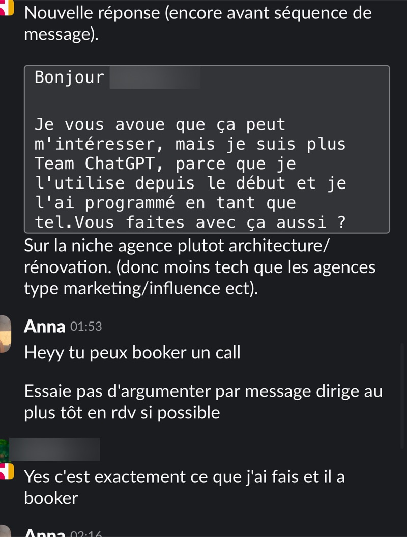 Message d'un client de Profile Glow Up